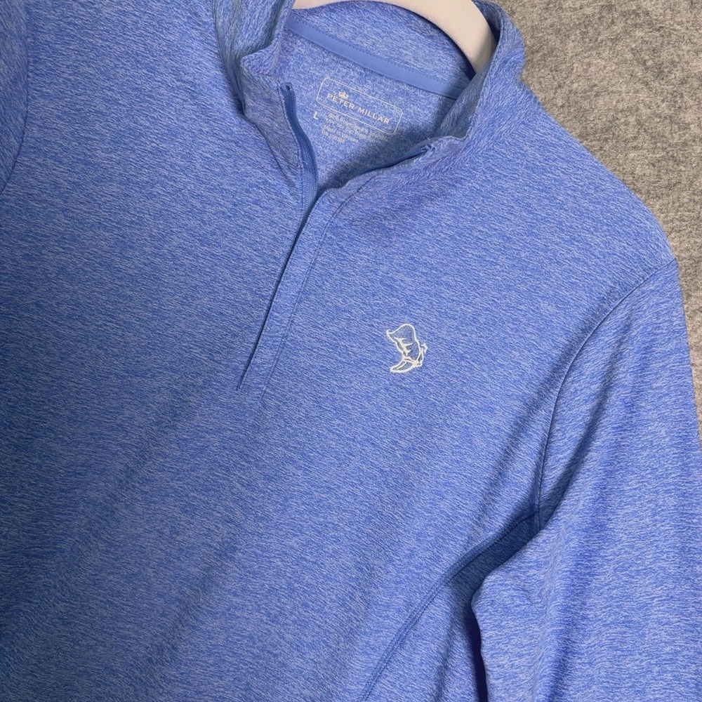 Peter Millar 1/4 Zip Synchrony Pullover‎ Womens Sz L Blue UPF 50+ Stretch Logo